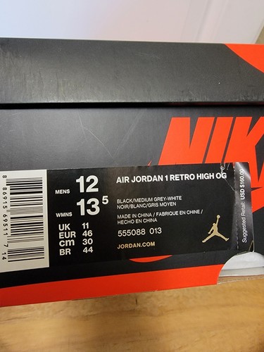 NIKE AIR JORDAN I 1 SHADOW 2018 OG RETRO ORIGINAL Size 12 - Picture 8 of 8
