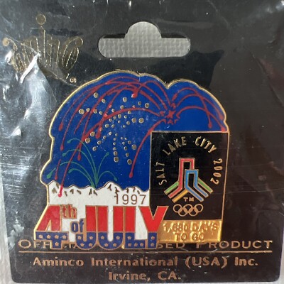 2002 SALT LAKE CITY OLYMPICS PIN 4th of JULY  1,680 Days To Go