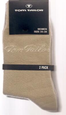 BAUMWOLLMIX   2 Paar weiche Socken, sand, 35-38  *TOM TAILOR*