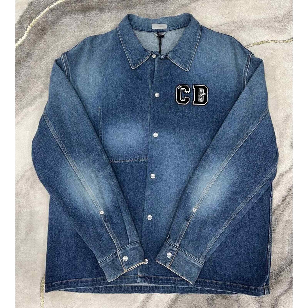 Dior and Kenny Scharf Blue Denim Jeans Overshirt Shirt Dior and Kenny Scharf Blue Denim Jeans Overshirt Shirt