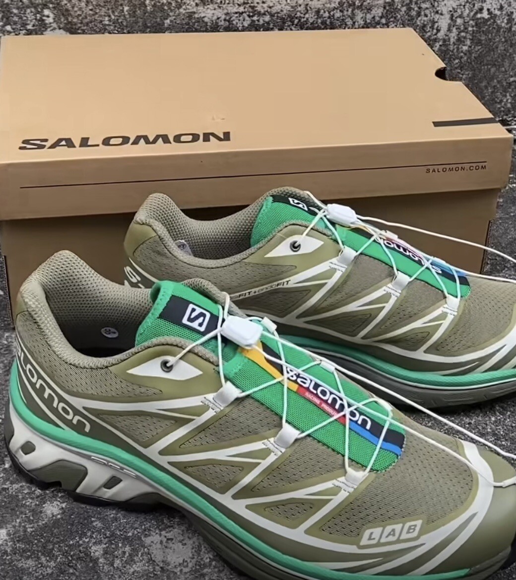 SALOMON XT-6 Men’s Size 13 Dried Herb / Deep Lichen Green Bright Green