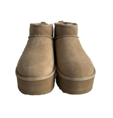 UGG CLASSIC ULTRA MINI PLATFORM SAND SHEARLING BOOT US 5 / EU 36