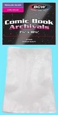 25 BCW SILVER / REGULAR MYLAR 2 MIL COMIC BOOK BAGS Archival Safe Storage Clear