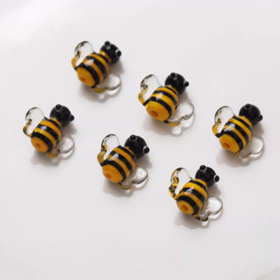 6pcs Handmade Bee Glass Beads, DIY Animal Insects Honeybee