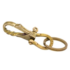 Vintage Brass Handmade Keychain Key Ring Holder Men Gold Waist Buckle Hook DIY