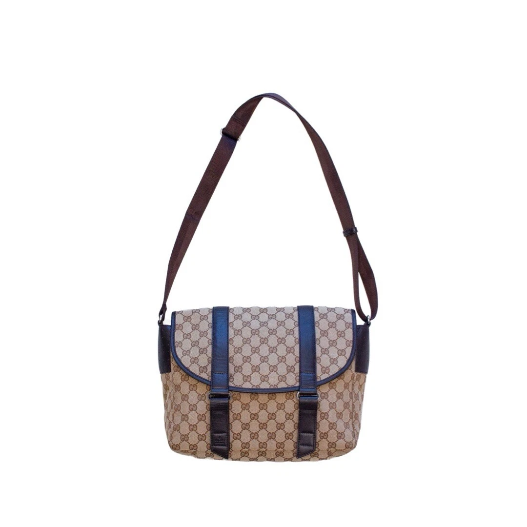 Sac messager homme GUCCI double rabat ceinture monogramme GG 1,7k$