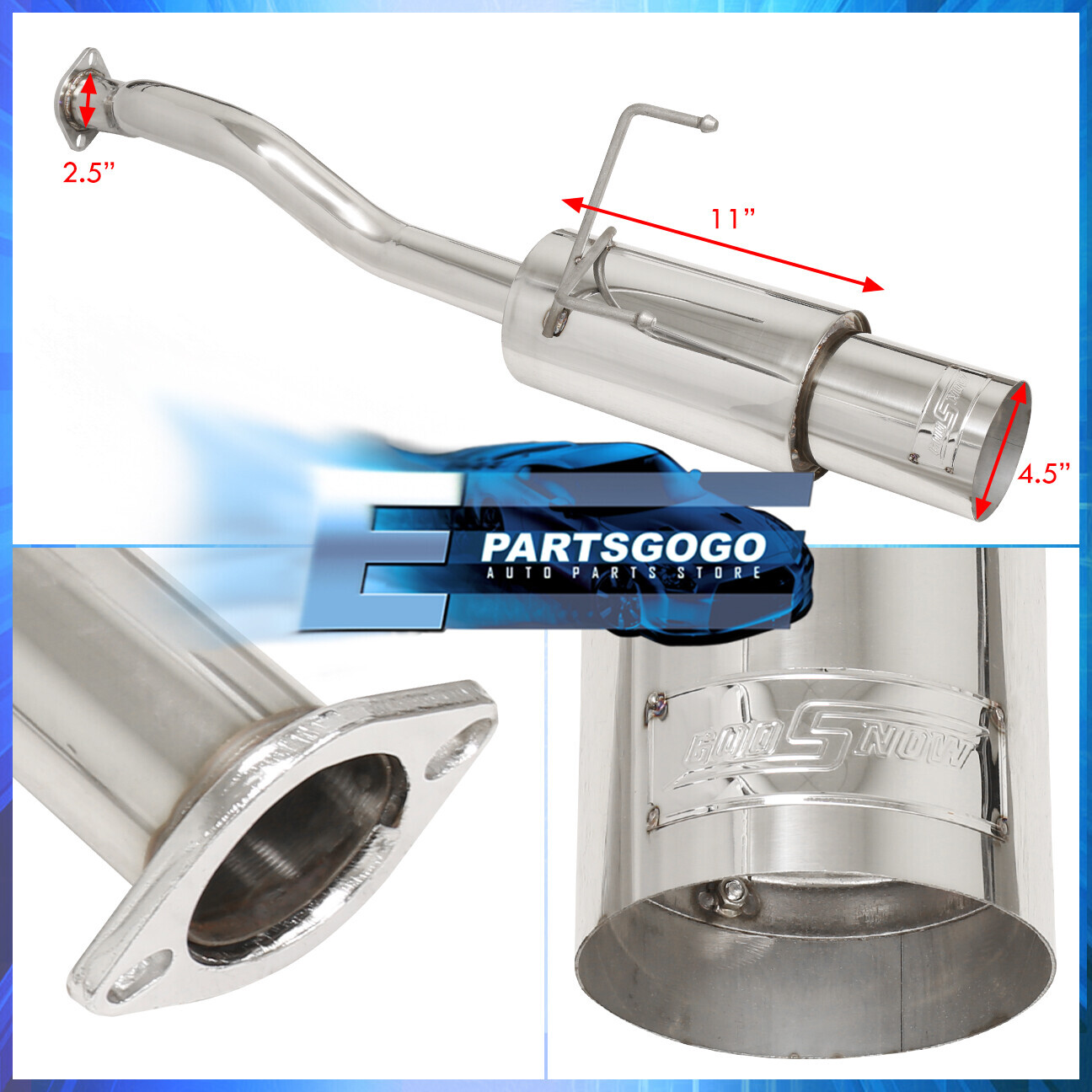 For 9200 Honda Civic EG EK 2/4DR JDM Polished Cat Back Exhaust System