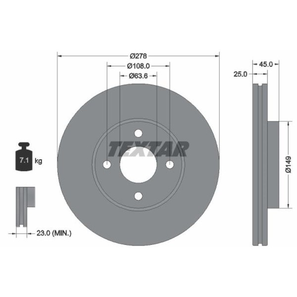 Textar 2X Bremsscheibe Vorne Ø278 Mm InnenbelüFtet FüR Ford Fiesta V Jh_ Jd_-image