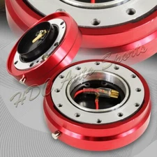 Universal 6 Hole JDM Steering Wheel Red 1" Thin Quick Release Short Adapter Kit
