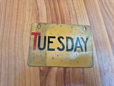 Selten Original Vintage 1950'S/1960'S Bus Transport Tuesday Tag Metall Schild