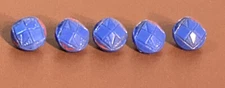 VTG Lot of 5 Periwinkle Glass Diminiative Buttons Geometric Pattern Shank 3/8"