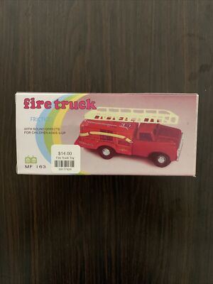 1970's-FIRE TRUCK FRICTION TIN TOY  WITH SOUND EFFECTS MF 163