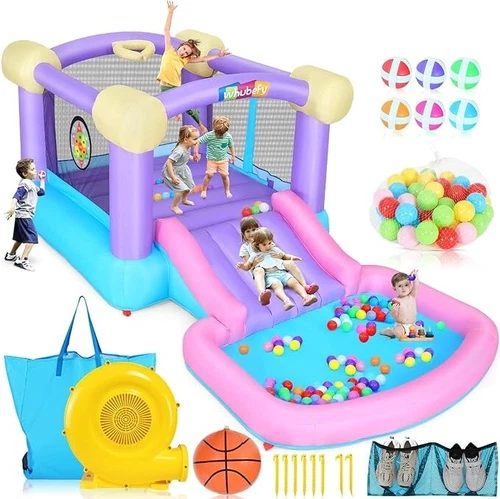 Inflatable Bounce House w/Blower, Indoor/Outdoor Ball Pit Jumping Bouncy House#⭐