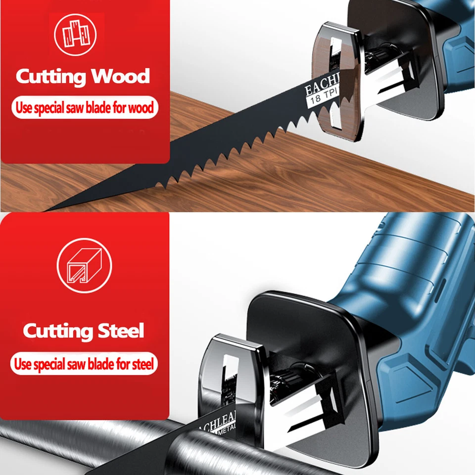 Cordless Electric Reciprocating Saw Sabre Saw 2x Battery Charger 4 Blade Kit - image 4 of 4