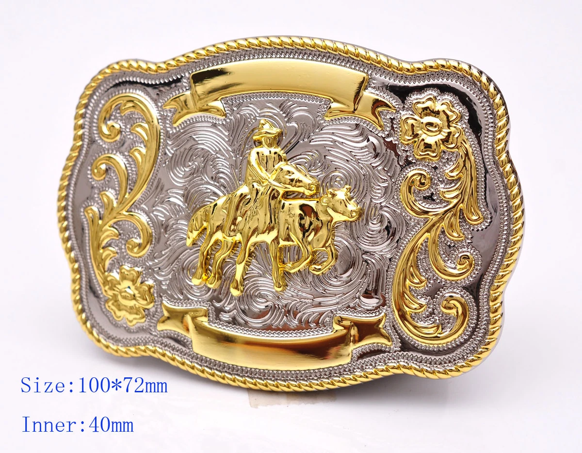 Big Gold Rodeo Belt Buckle with Cowboy Belt