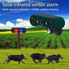Solar Outdoor Wireless Motion Sensor Alarm 2*130db Loud Noise Maker 13 Sounds