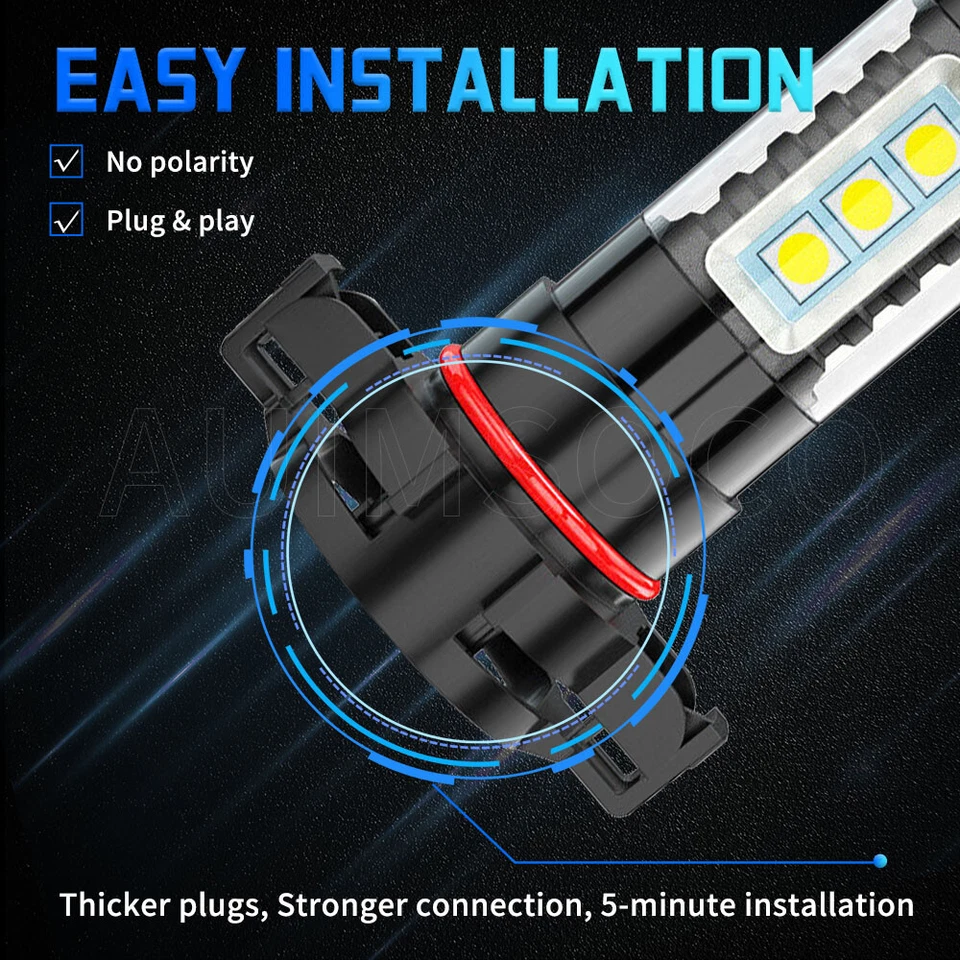 5202/H16 LED Fog Light Bulbs For Chevy Silverado 1500 2500HD 2007-2015 6000K 80W - Image 3 of 4