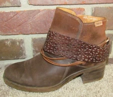Pikolinos Women's  Lyon Boho Brown Leather Harness Ankle Boots Size 40/US 9.5-10