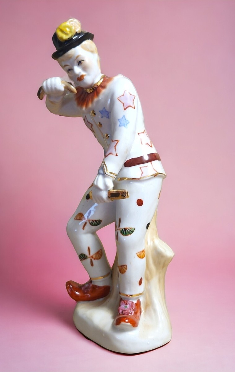 Vtg Meissen Style Porcelain Commedia Dell 'Arte Pierrot Harlequin