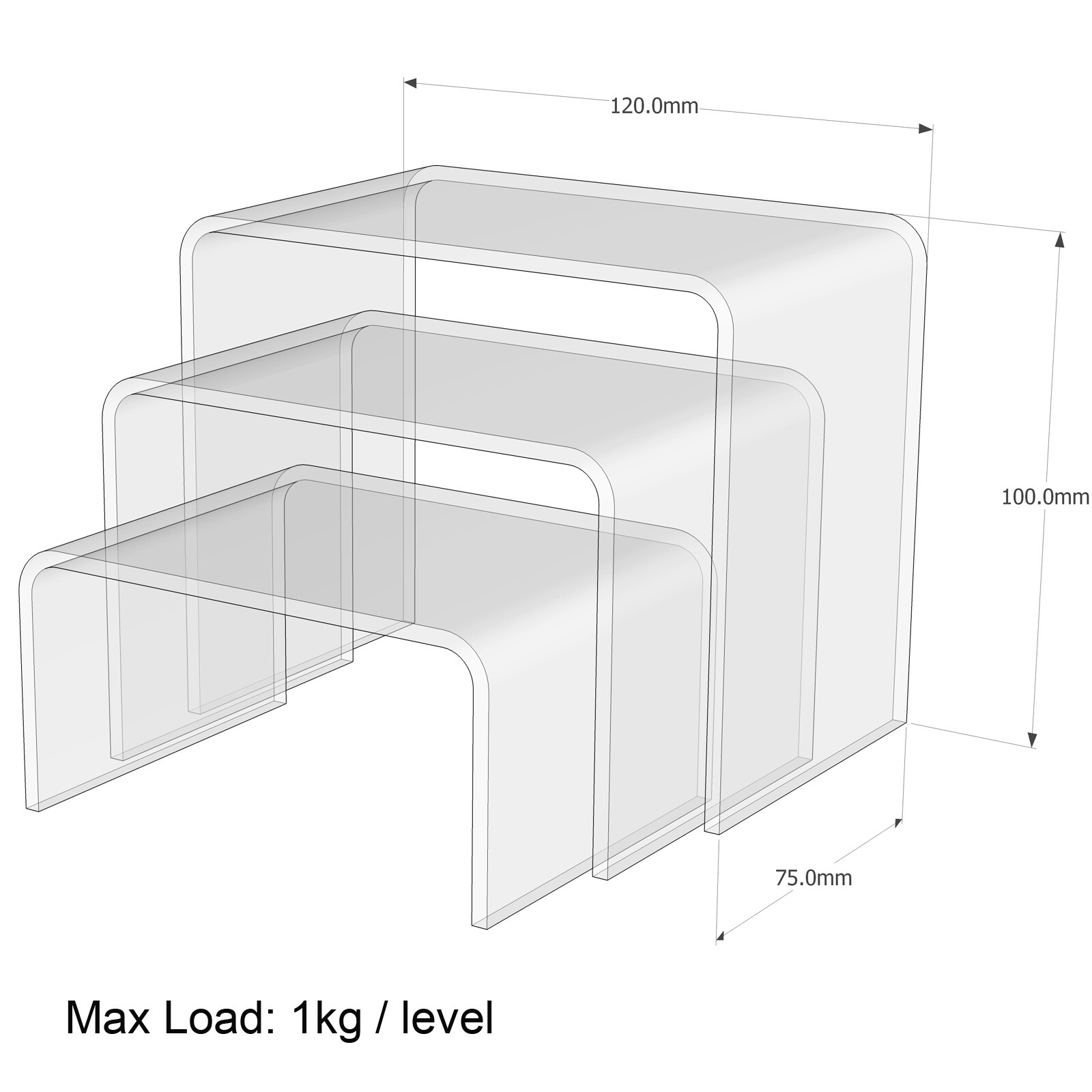 Two Steps Riser Acrylic Shelve Stand