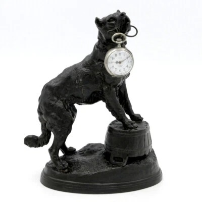 Charles Valton. Chien porte montre à gousset XIXe siècle, régule, signé ancien - Photo 1/4