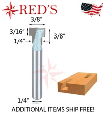 Tideway Carbide IND LC16020604M 1/4X3/8 Key Hole Slot 1/4" shank router bit