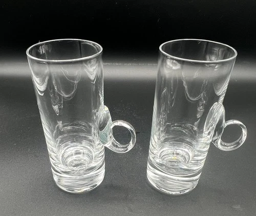 Vintage 1970s Elegant Lenox Irish Coffee Mugs With Glass Loop Handle (Set of 2)