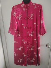 Vintage 1960s Chinese Silk Jacquard Tang Jacket Duster Plum Blossom .XS