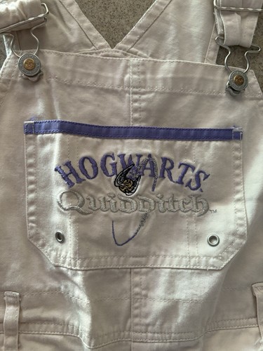 Y2K Harry Potter Hogwarts Quidditch Embroidered Overalls Size 10 - Picture 4 of 6
