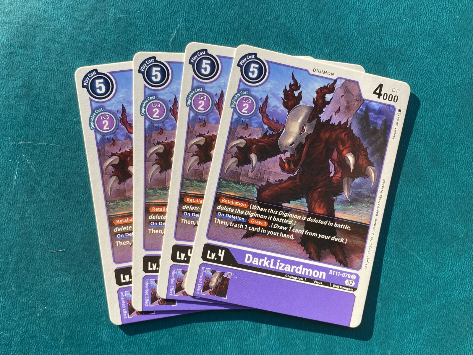 DarkLizardmon BT11-079 Playset Dimensional Phase Digimon Card Game x4