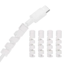 uxcell 24Pcs Charger Cable Protector, Silicone Flexible Spiral White