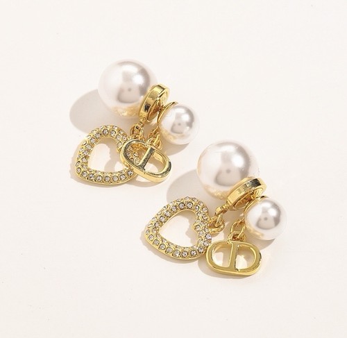 Dior Gold Tone Tribals Pendant Pearl Earrings