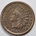 1861 Indian Head Penny Cent Very Fine (VF) Damaged