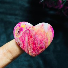 Pink Dyed Lace Agate Heart Cabochon 30x33x5mm Loose Gemstone