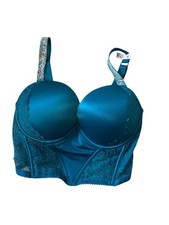 Victorias Secret Very Sexy Blue Rhinestone Push Up Corset Top Bra | 34DD | NWOT