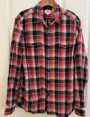 Levi s Red Black Plaid Flannel Shirt Men s Size L