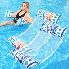 2 Pack Inflatable Pool Floats - Adult Size Thick PVC Hammock Rafts