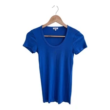 Splendid Blue Scoop Neck Short Cap Sleeve T Shirt Womens Size XS