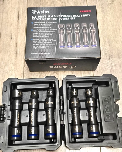 Astro Tools 78250, 5pc Universal Extended Drive Line Socket Set, 12pt, 1/2dr