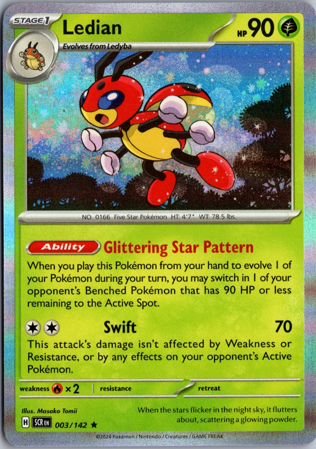 Ledian - Rare SV07: Stellar Crown 003/142 NM