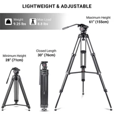 3Pod 3Pod V3AH 3-Section Aluminum Video Tripod for Camera, Professional Camera T