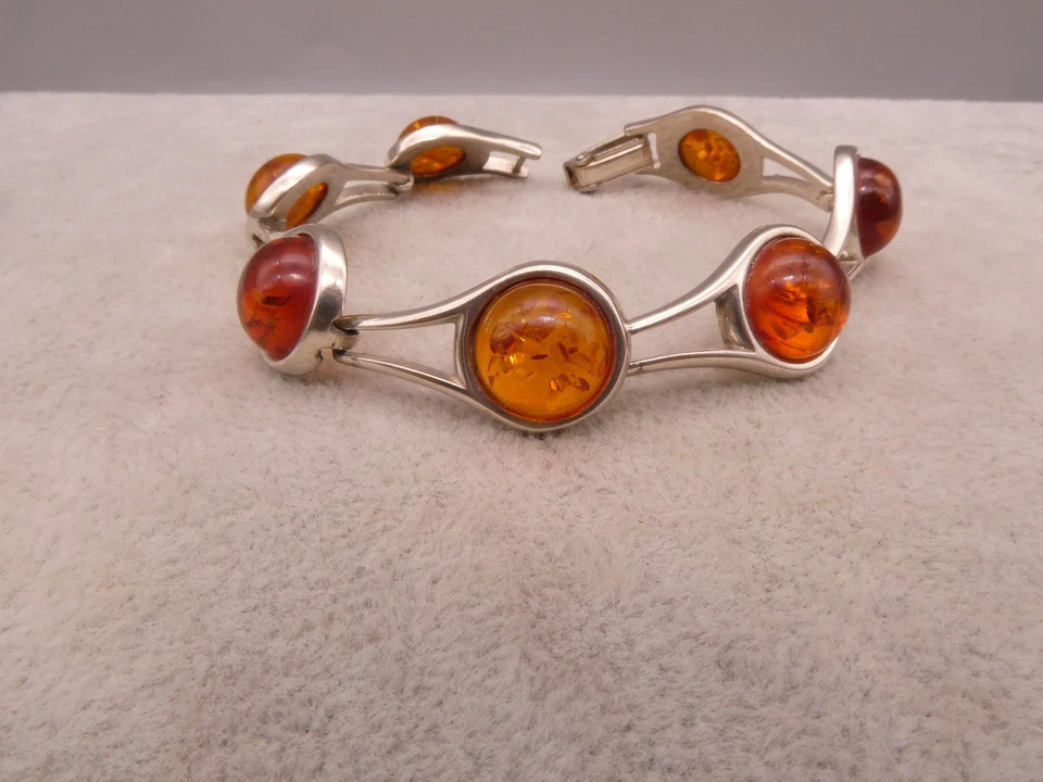 Armband Sterlingsilber 925 prachtvolles modernes aufregendes Design Bernstein - Bild 3 von 4