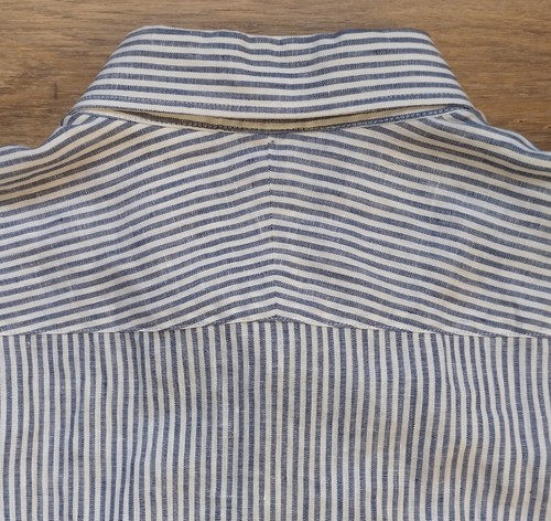 Next Nova Fides 100% Linen Shirt 17" Prison Issue Style Blue & White Stripe XL - Picture 8 of 8