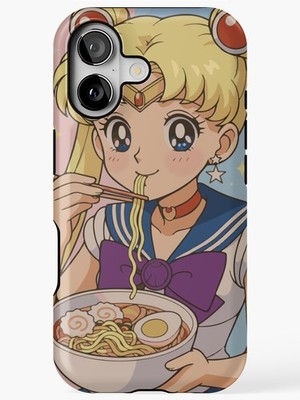 Sailor Moon Eating Ramen Cute iPhone 11-17 - Samsung Tough Case - Made In Usa
