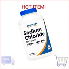 Nutricost Sodium Chloride 1000mg, 240 Tablets - Salt Tablets, Non-GMO, Gluten Fr