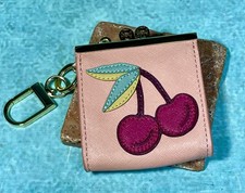 Tory Burch RARE Pink Cherry Coin Purse With Keychain And Clip Brand New