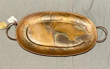 Copper Serving Tray With Patina Handmade India 26”
