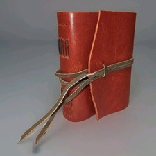 Red Leather Journal Sketch Book Handmade Artist Studio Small Pages 4.50"x 3" /-