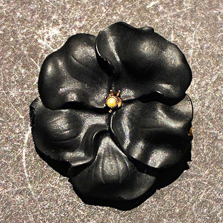 Broche de luto victoriano semilla perla broche de luto negro flor negra