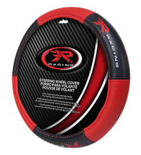 Plasticolor 006768r04 Steering Wheel Cover Universal R Racing Logo Redblack